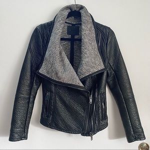 BLANK NYC Vegan Leather Moto Biker Jacket with Funnel Neck